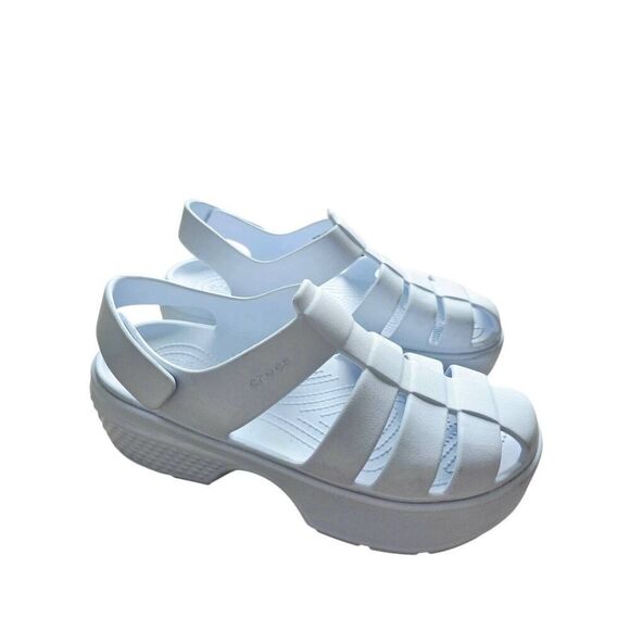 Crocs Fisherman Sports Sandals Size 10 Womens White Platform - Picture 2 of 9
